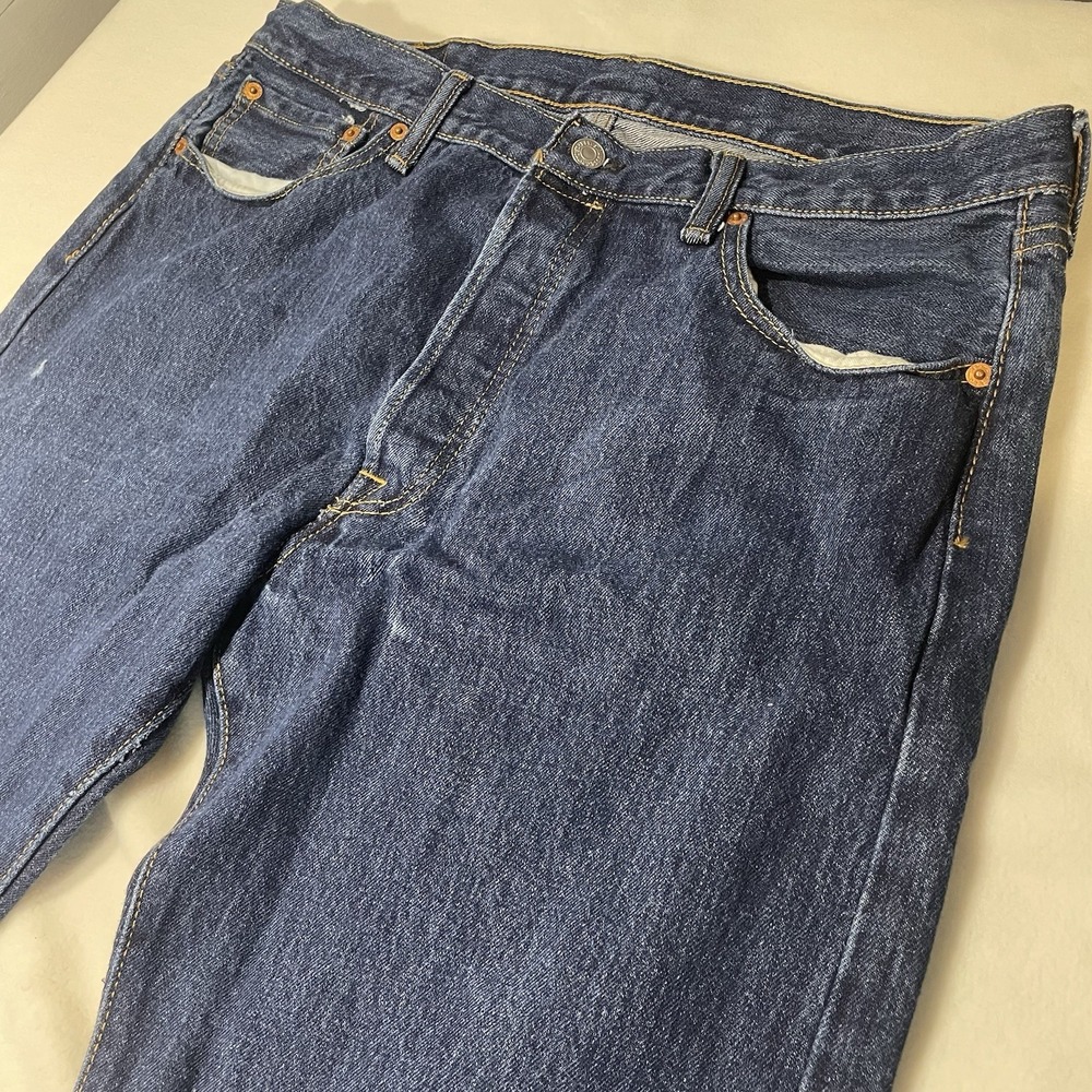 Levi's 501 Premium Jeans Mens W36 X L34 Button Fly Denim Blue Straight Leg
